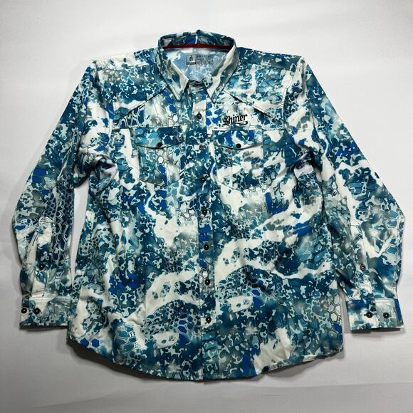 Kryptek Men's Long Sleeve Blue Vented "Shiner" Button Up Fishing Shirt - Size M - Picture 1 of 6